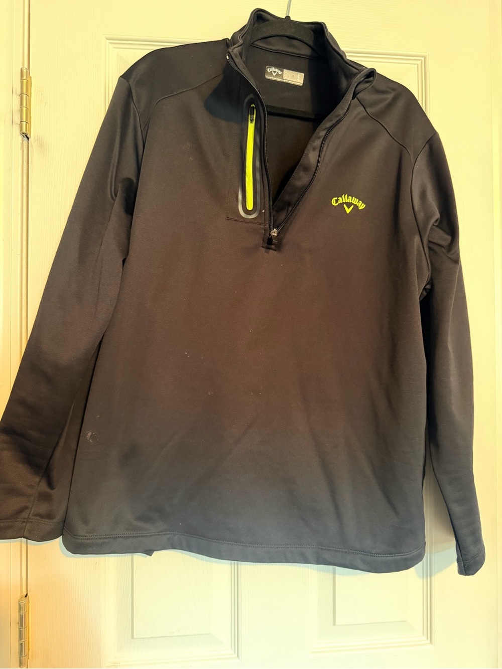 Callaway Black Men's Quarter-Zip Pullover with Neon Yellow Accent